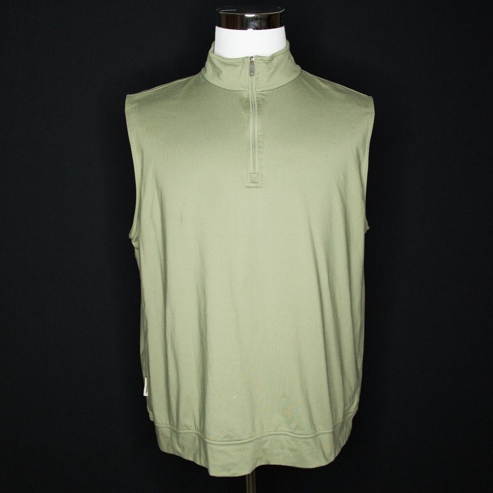 Men's Tom Beckbe Green Pullover 1/4 Zip Lightweight Vest Sz XL